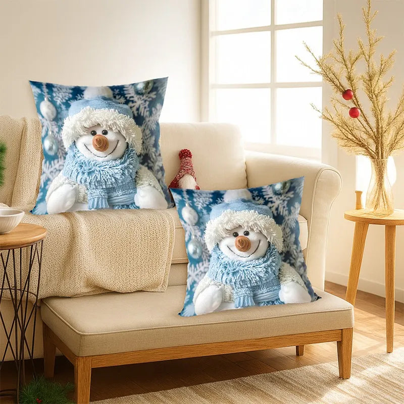 Snowman Cushion Cover Merry Christmas Decoration for Home 2025 Pendant Xmas Pillow Case Ornaments Navidad Natal New Year Gifts