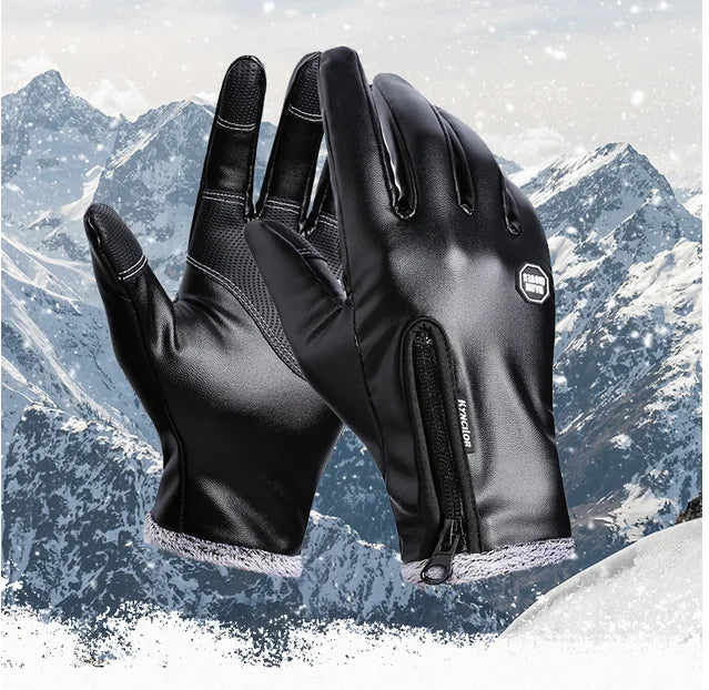 Winter Gloves Leather Thermal Windproof Waterproof  Warmer Driving Skiing Gloves Touch Screen Gloves for Men Women