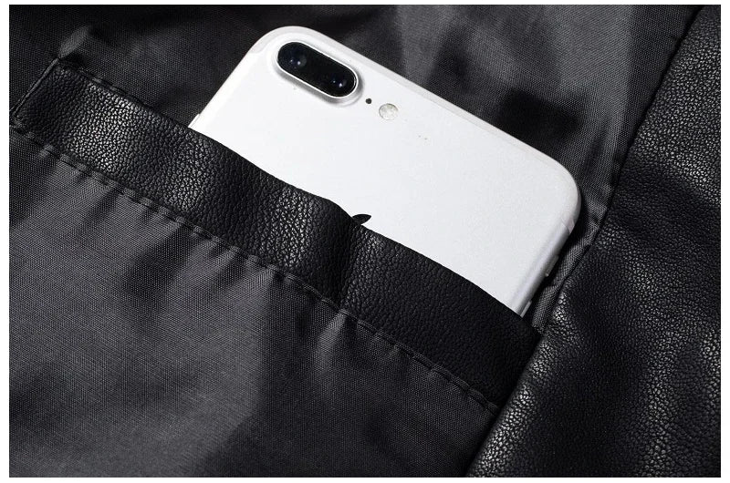 Mens Causal Vintage Leather Jacket Coat Men Thin Spring Autumn Design Motor Biker Pocket PU Leather Jacket Male Motocycle 4XL