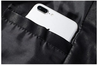 Mens Causal Vintage Leather Jacket Coat Men Thin Spring Autumn Design Motor Biker Pocket PU Leather Jacket Male Motocycle 4XL