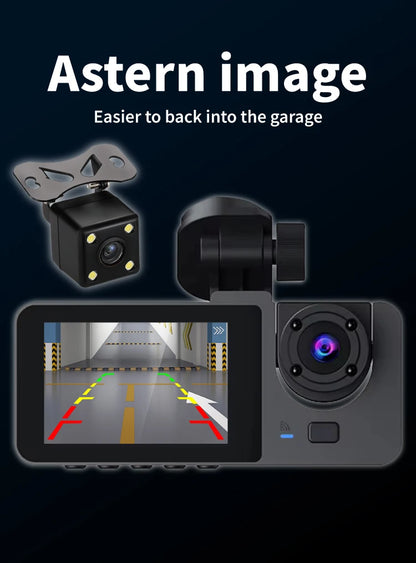 3Lens Car Dvr HD 1080P Dash Cam Front Inside Rear Wide Angle Night Vision G-sensor Loop Recording Camera Vehicle Accessories