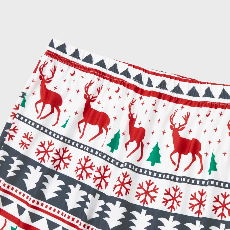 Family Christmas Pajamas Full Body Reindeer Print Long Sleeve Matching Sleepwear Set