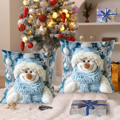 Snowman Cushion Cover Merry Christmas Decoration for Home 2025 Pendant Xmas Pillow Case Ornaments Navidad Natal New Year Gifts