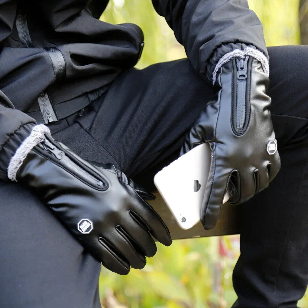 Winter Gloves Leather Thermal Windproof Waterproof  Warmer Driving Skiing Gloves Touch Screen Gloves for Men Women