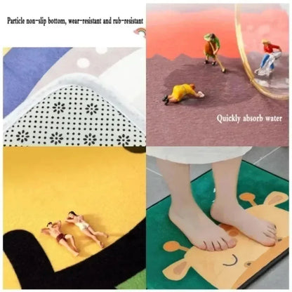 Merry Christmas Door Mat Printed Decoration Flannel Carpet Mat Door Mat Absorbent Foot Mat Small Foot Mat Machine Washable Decor