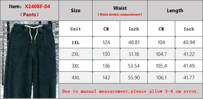 Plus Size Warm Contrasting Sweater Set On Sale Clearance Hooded Zip-Up Package Cardigan Drawstring Long Pants With Elastic Cuffs