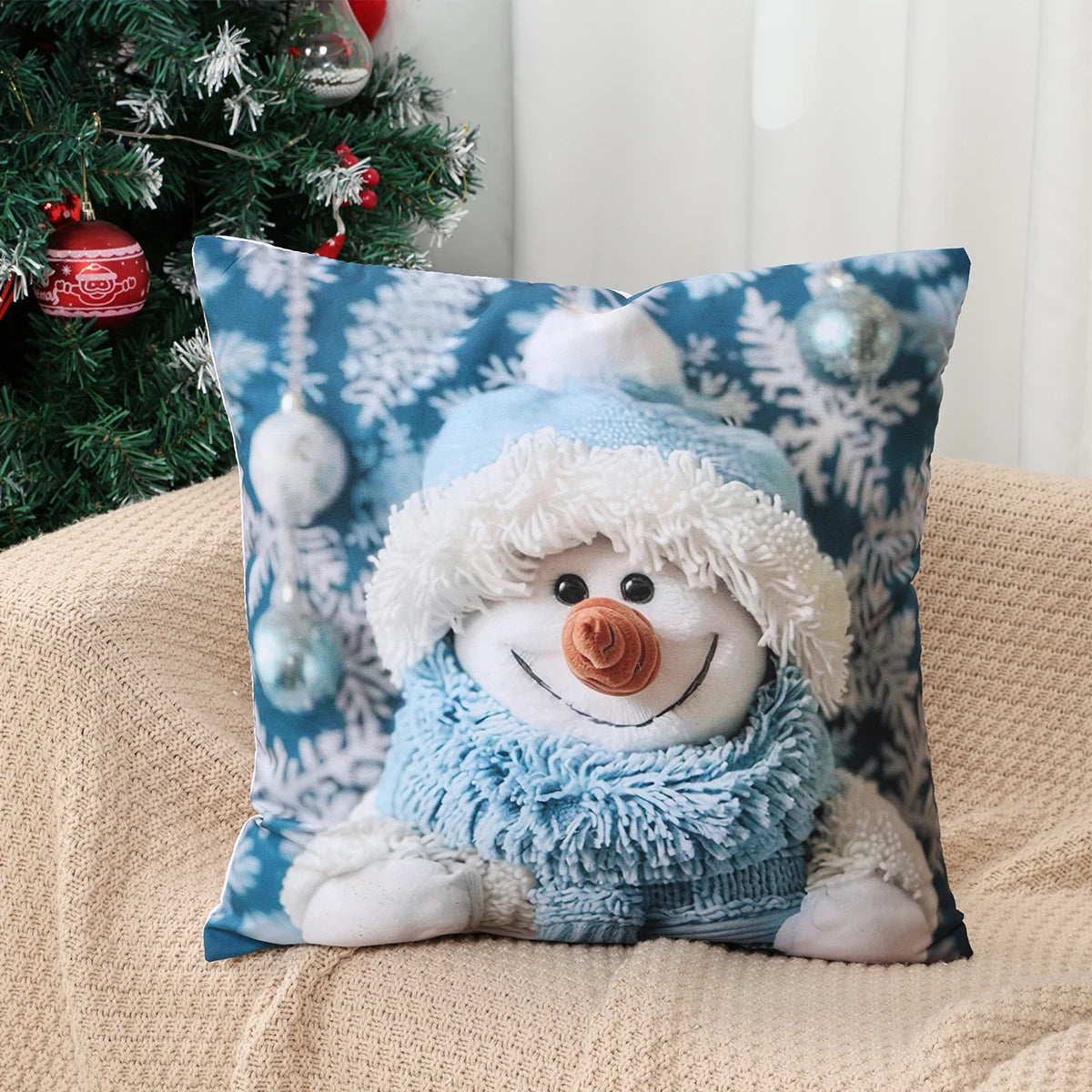 Snowman Cushion Cover Merry Christmas Decoration for Home 2025 Pendant Xmas Pillow Case Ornaments Navidad Natal New Year Gifts