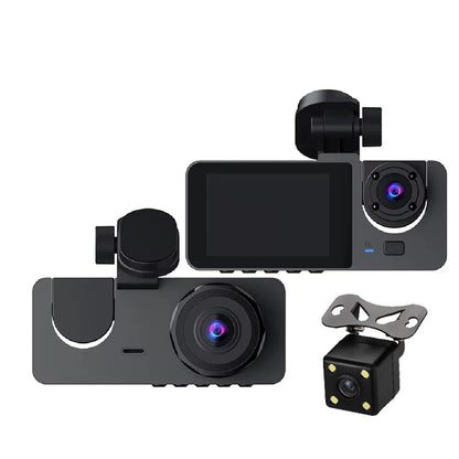 3Lens Car Dvr HD 1080P Dash Cam Front Inside Rear Wide Angle Night Vision G-sensor Loop Recording Camera Vehicle Accessories
