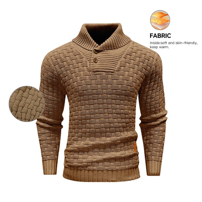 Men’s Knitted Sweater Casual Crew Neck Warm Long Sleeve Comfortable Pullover Textured Ribbed Edge High Quality Top US Size