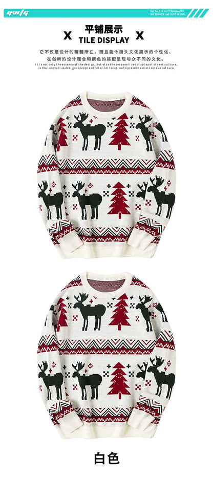 Men's American-style Christmas knitted pullover sweater, 2025 autumn/winter style round-neck long-sleeve knitted sweater.