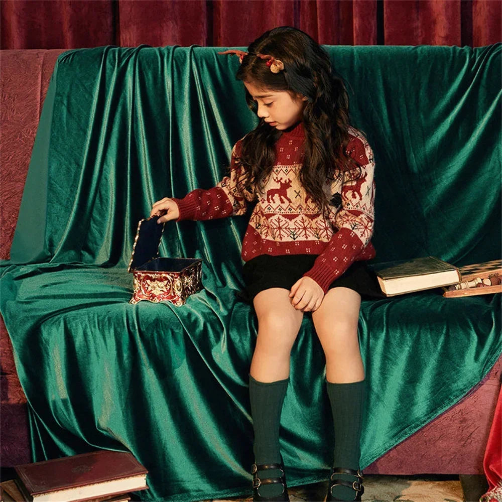 New Christmas Sweater with Neck Boys Girls Children Clothes Winter New Sweaters Top Knitwear Clothes for 3 4 5 7 12 14Years