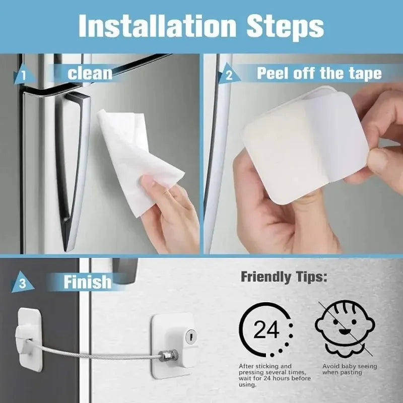 Refrigerator Door Lock, Child Proof Fridge Door Lock for Kitchen Freezer, Cabinets and Drawers, Air Oven Air Fryer, Closets