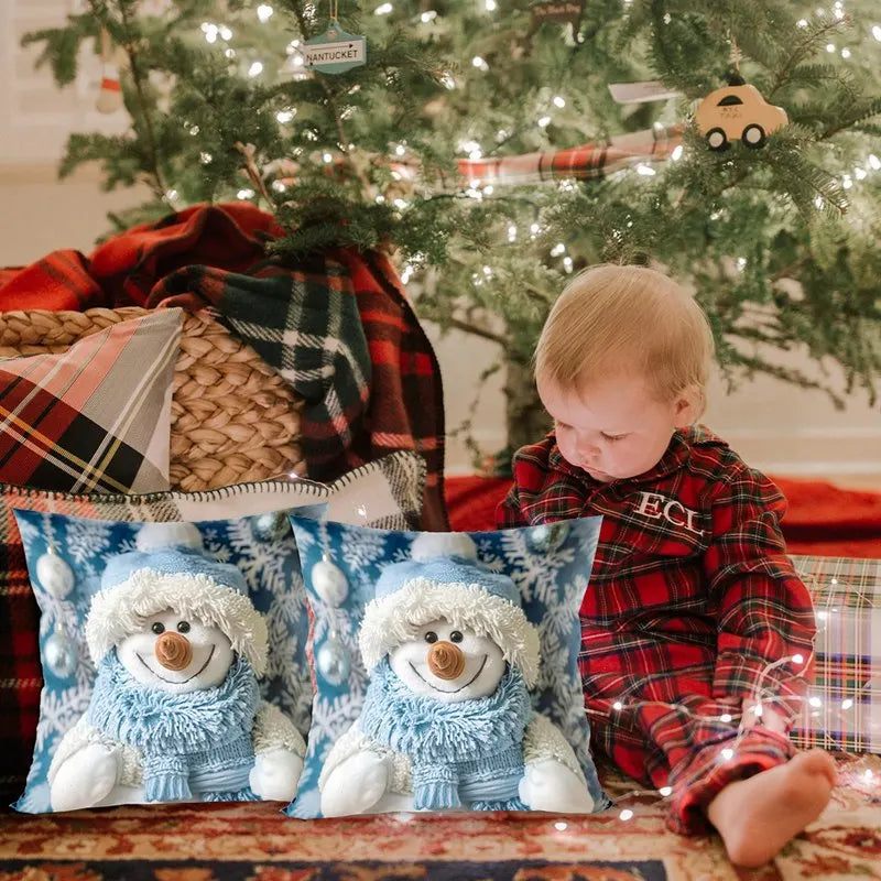 Snowman Cushion Cover Merry Christmas Decoration for Home 2025 Pendant Xmas Pillow Case Ornaments Navidad Natal New Year Gifts