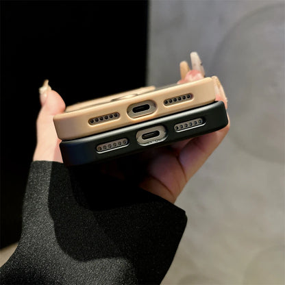 Armor Carbon Fiber Magnetic Bracket Stand Matte Case for iPhone 17 Air 16 15 14 Plus 13 12 11 Pro Max for Magsafe Holder Cover