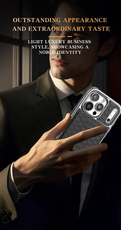 Luxury Fashion Snake-Patterned Leather Phone Case For iPhone 17 16 15 14 13 12 Pro Max 17Air  Inner Shell With Flannel Lining