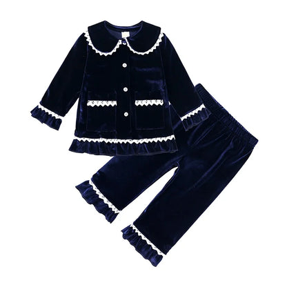 Christmas Family Xmas Children Boy Girl Pyjamas Dress Clothes Sets Customizing Velvet Long Sleeve Kid Sleepwear+Pants Costumes