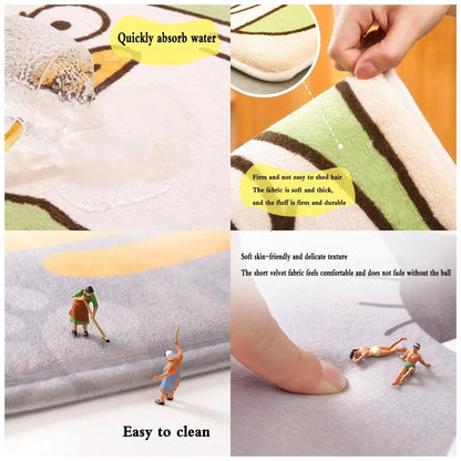 Merry Christmas Door Mat Printed Decoration Flannel Carpet Mat Door Mat Absorbent Foot Mat Small Foot Mat Machine Washable Decor