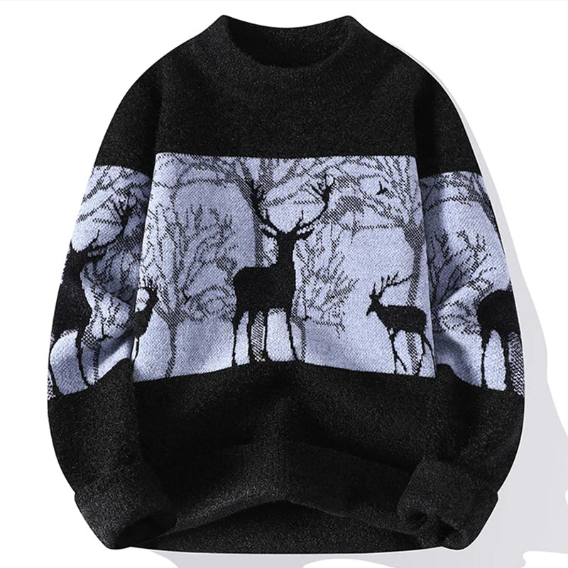 Christmas Sweaters Mens Fall Winter Casual O Neck Long Sleeve Knitted Jumpers Men Clothing Knitting Slim Fit Sweater Streetwear