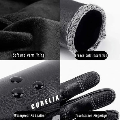Winter Gloves Leather Thermal Windproof Waterproof  Warmer Driving Skiing Gloves Touch Screen Gloves for Men Women