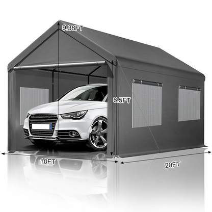 Grezone 10 x 20 ft Outdoor Canopy Carport Portable Car Tent Garage