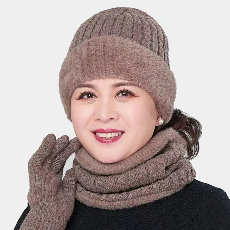 Knitted Hat Winter Elderly Hat for Women Winter Mom Warm Hat for Men Ear Protection Middle-Aged and Elderly