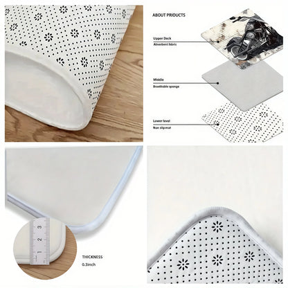 VIKAMA Christmas Tree Theme Rug, Soft Non-Slip Home Decor, Entrance Hall Doormat, Kitchen Two-Piece Mat Set, Bathroom Foot Mat