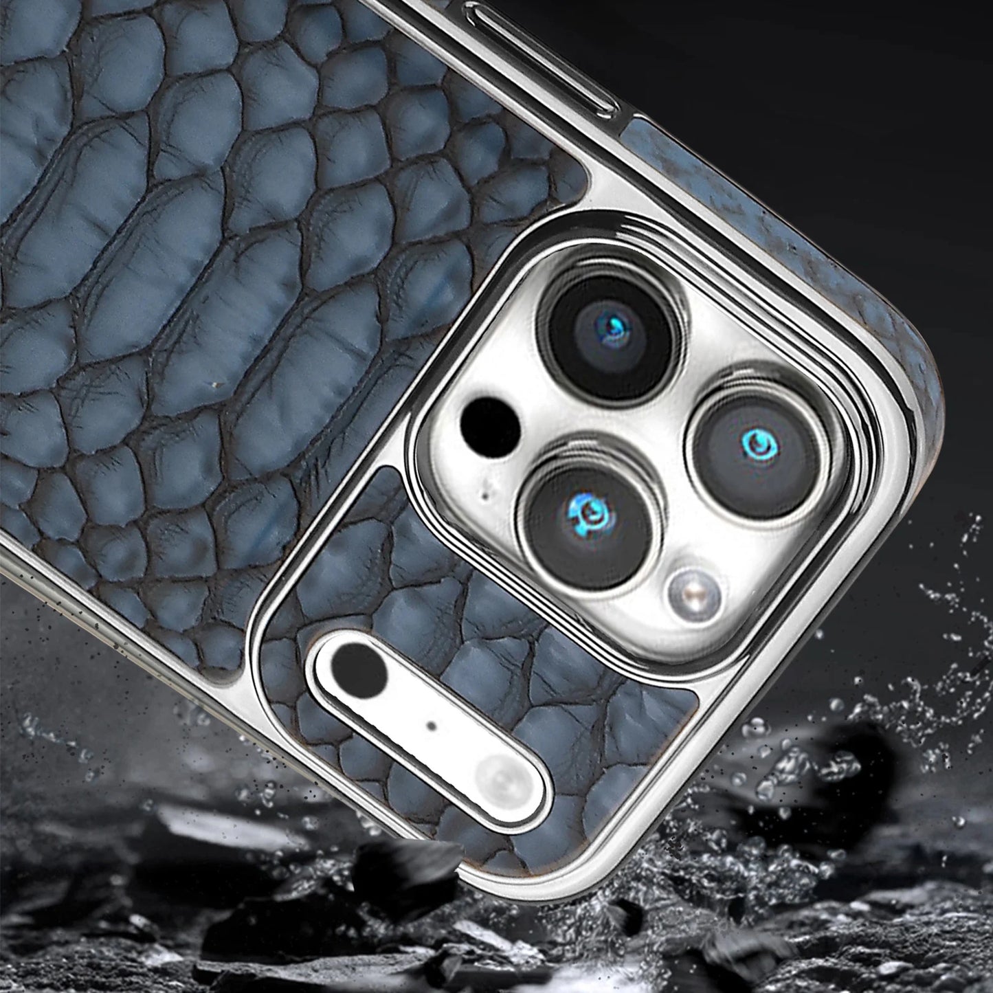 Luxury Fashion Snake-Patterned Leather Phone Case For iPhone 17 16 15 14 13 12 Pro Max 17Air  Inner Shell With Flannel Lining