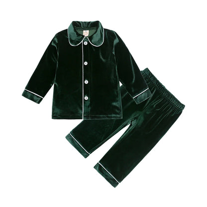 Christmas Family Xmas Children Boy Girl Pyjamas Dress Clothes Sets Customizing Velvet Long Sleeve Kid Sleepwear+Pants Costumes