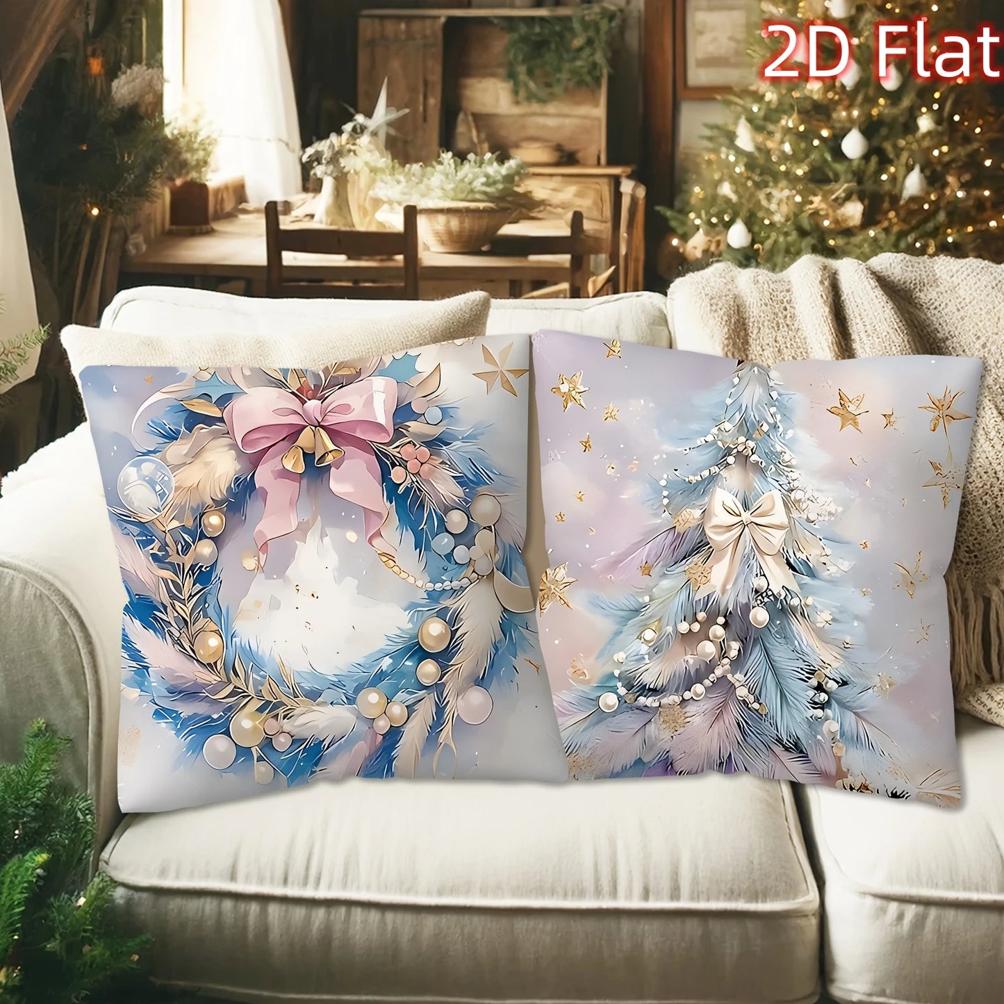 2D Christmas Pillow Cover