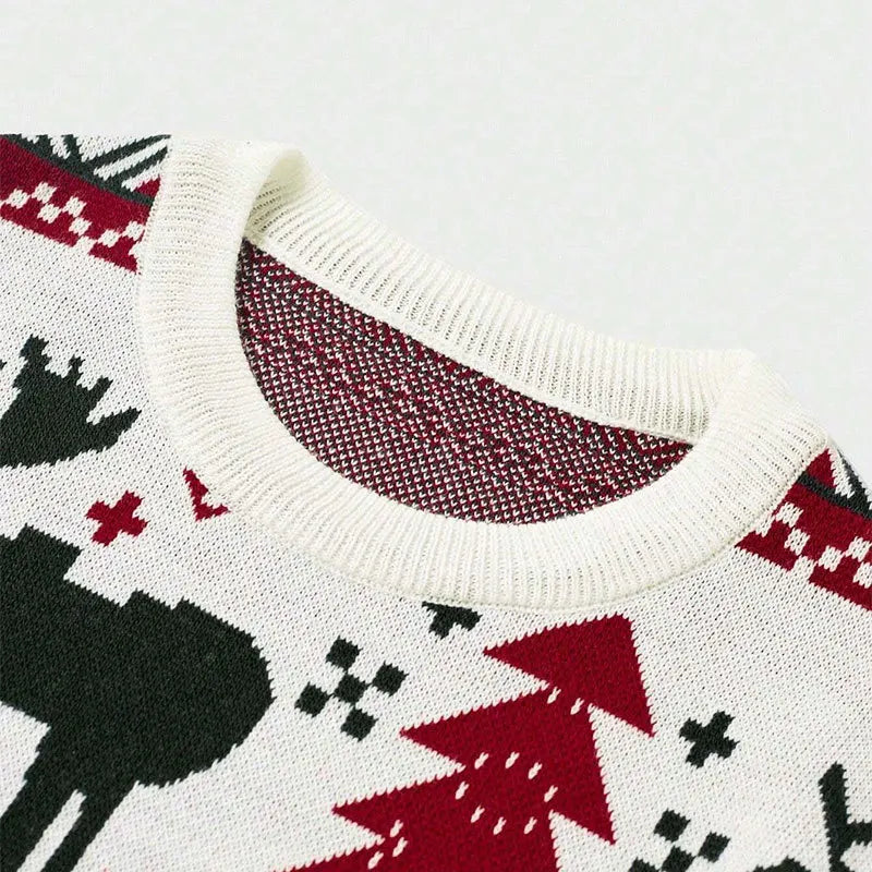 Men's American-style Christmas knitted pullover sweater, 2025 autumn/winter style round-neck long-sleeve knitted sweater.