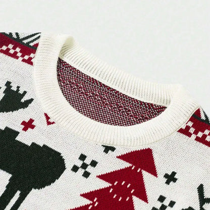 Men's American-style Christmas knitted pullover sweater, 2025 autumn/winter style round-neck long-sleeve knitted sweater.