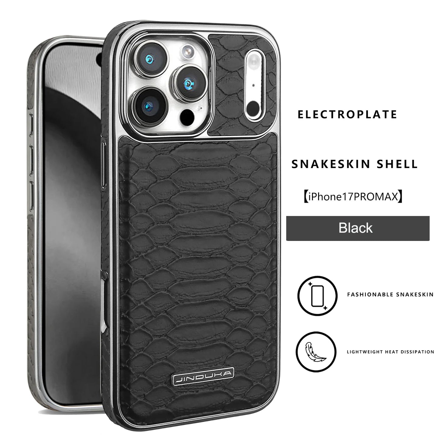 Luxury Fashion Snake-Patterned Leather Phone Case For iPhone 17 16 15 14 13 12 Pro Max 17Air  Inner Shell With Flannel Lining