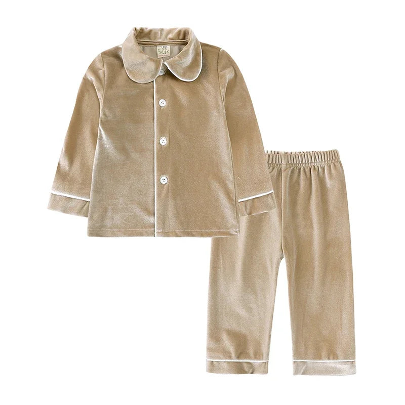 Christmas Family Xmas Children Boy Girl Pyjamas Dress Clothes Sets Customizing Velvet Long Sleeve Kid Sleepwear+Pants Costumes