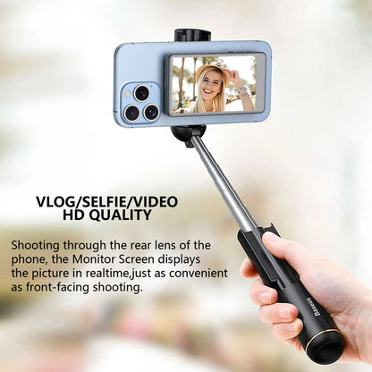 Vlog Selfie Monitor Screen for Phone, Rear Camera for Selfie Vlog Live Stream, Magnetic Mount for MagSafe, Wireless Connection w