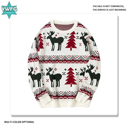 Men's American-style Christmas knitted pullover sweater, 2025 autumn/winter style round-neck long-sleeve knitted sweater.