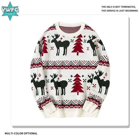 Men's American-style Christmas knitted pullover sweater, 2025 autumn/winter style round-neck long-sleeve knitted sweater.