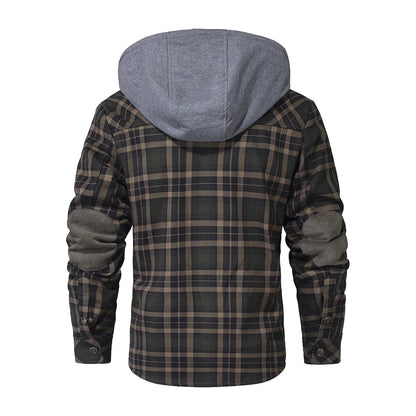 Men's Jackets Winter Hooded Warm Coat Casual Thicken Plaid Work Flannel Snap Sherpa Lined Fleece Clothing US Size