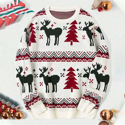 Men's American-style Christmas knitted pullover sweater, 2025 autumn/winter style round-neck long-sleeve knitted sweater.