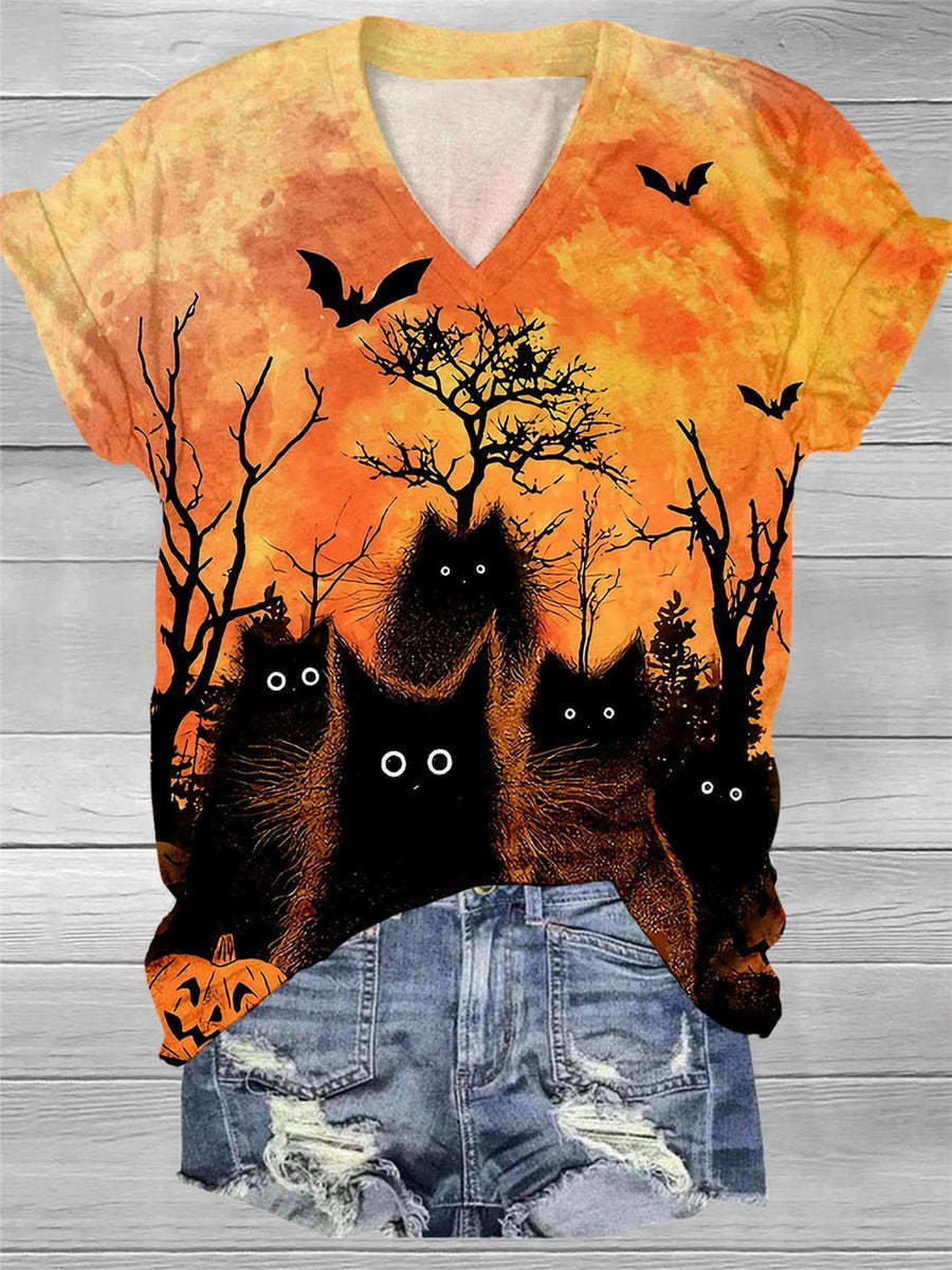 New Halloween Printed Round Neck Collar Short Sleeve T-shirt