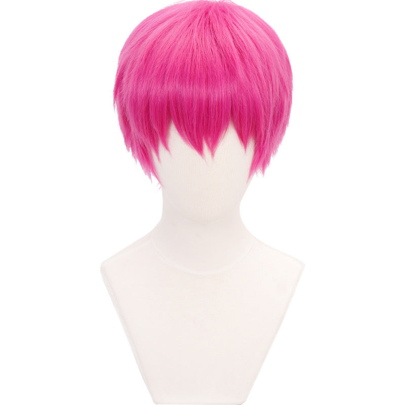 Rose Red Universal Short Hair Wig Set